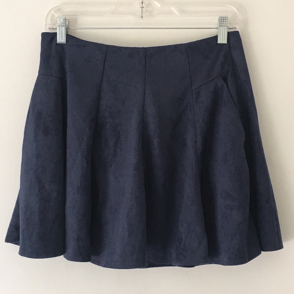 She and Sky Mini Skirt Suede Flare Above Knee